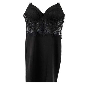 NWT Black Lace Bustier Mini Dress